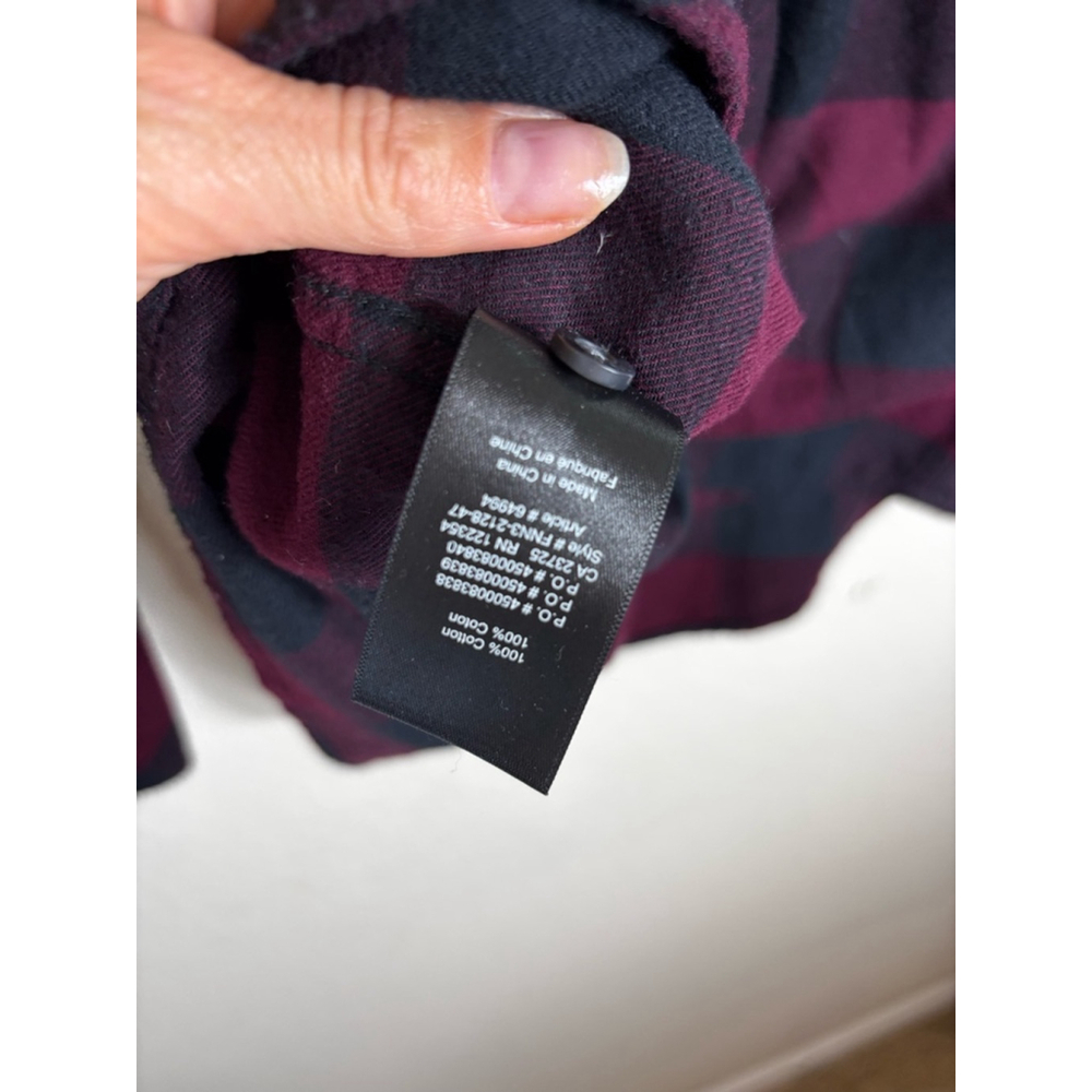 Aritzia Tna Flannel Shirt Size S Burgundy Black Plaid - Picture 4 of 6